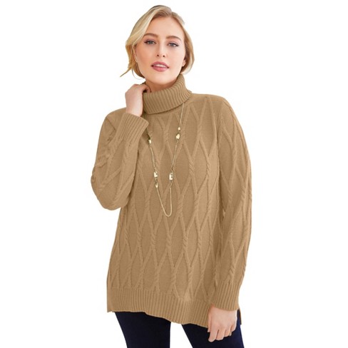 Jessica London Women's Plus Size Cable Duster Sweater