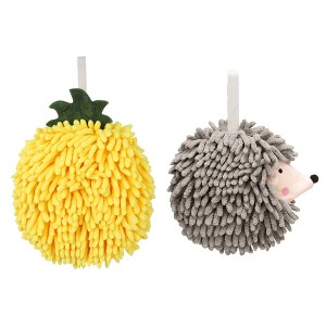 REGALWOVEN 2 Pcs Comfortable Soft Absorbent Chenille Ball Fuzzy Hand Towel for Home Decor - 1 of 4