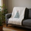HomeRoots 55" X 70" Cream Cotton Blend Woven Christmas Tree Embroidered Throw Blanket with Fringe - 2 of 4