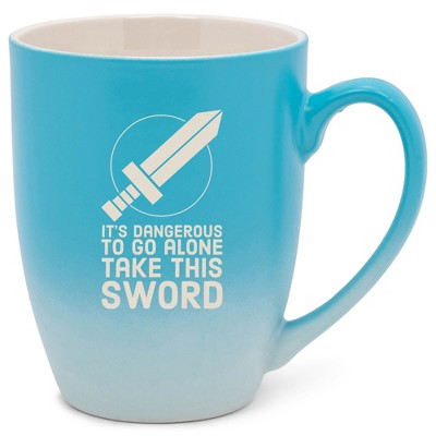100 North Legendary Hero's 10 Ounce Blue and White Two Toned Ombre, Comfortably Fits Your Hands, Ceramic Tea Coffee Cup Mug, It's Dangerous To Go