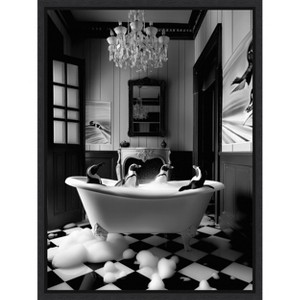 Amanti Art Penguin Spa Day by Niky Rahner Framed Canvas Wall Art - 1 of 4
