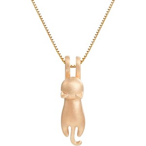 925 Sterling Silver Cat Necklace for Women, Dainty Charm Pendant Jewelry Gift 05_Matte_Gold - 1 of 4