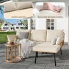 3 Piece Rattan Patio Furniture Set, Outdoor Wicker Sectional L-Shaped Sofa with Cushion and Coffee Table, All Weather Conversation Set for Deck, Poo - 4 of 4