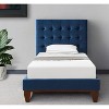 HomeRoots Navy Blue Solid Wood Twin Tufted Upholstered Velvet Bed - 2 of 4