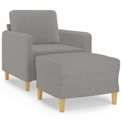 vidaXL Couch Living Room Single Sofa Chair with Footstool Light Gray Fabric