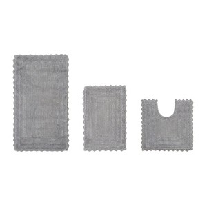 Lilly Crochet Collection 100% Cotton Tufted Reversible 3-Piece Bath Rug Set – Super Absorbent, Machine Washable Bathroom Mats with Crochet Pattern - 1 of 4