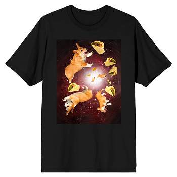 Corgi And Tacos In Space Men's Black T-Shirt