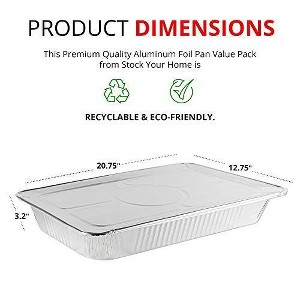 Stock Your Home 21x13 Disposable Aluminum Foil Pans with Covers (10 Pans + 10 Covers) - 1 of 4