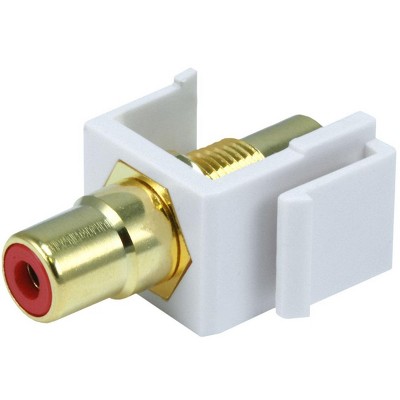 Monoprice Modular RCA Coupler Keystone Jack - White With Red Center