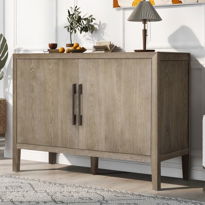 KTMBDW Modern Buffet Sideboard Cabinet with Storage, Coffee Bar Station Table with 2 Metal handles and 2 Doors for Kitchen, Livingroom, Entryway