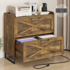 Lateral File Cabinet with 2 Drawers & Charging Station - 1 of 4