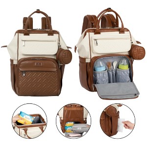 BabbleRoo Premium Vegan Leather Diaper Bag Backpack, Travel Backpack, Spacious & Stylish Nappy Organizer - 1 of 4