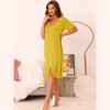 cheibear Women's Ruffled V-Neck Short Sleeve Pullover Pajama Midi Nightgown - 4 of 4