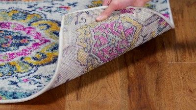 Boho Chic Glam Paisley Bluegrey Square Synthetic Area Rug