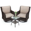 coucheta 3 Piece Outdoor 360° Swivel Rocker Patio Chairs, with Thick Cushions and 360° Glass Top Table - 4 of 4