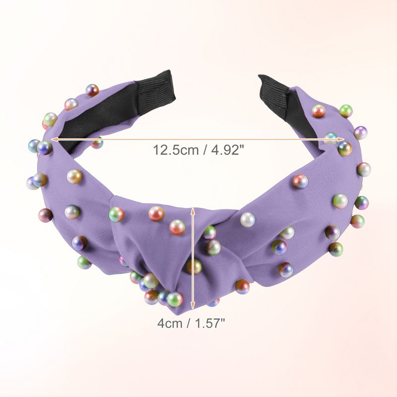 Unique Bargains Women's Colorful Bead Knotted Headband 1.57" Wide 2 Pcs, 5 of 7