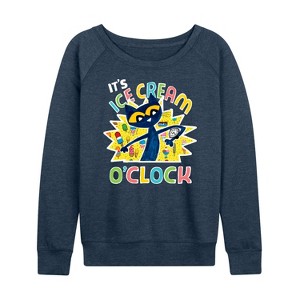 Women's - Pete the Cat - Icecream Oclock Lightweight French Terry Wide Neck Long Sleeve Shirt - 1 of 4