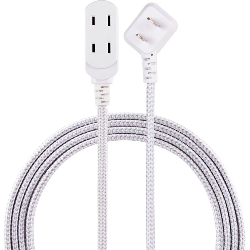 Cordinate 8&#39; 3 Outlet Polarized Extension Cord Gray/White, 1 of 11