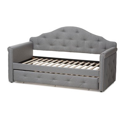 Emilie Twin Daybed with Nailhead Trim and Tufted Upholstery in Gray