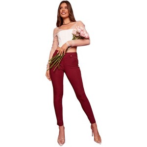 YMI Women's Hyper Stretch Mid-Rise 5 Pocket Slim Fit Skinny Jeans - 1 of 4