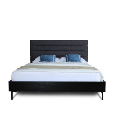 Casual Comfort Charcoal Grey Queen Upholstered Bed with Sleek Headboard