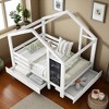 Twin Size House Bed with Blackboard and Storage Drawers, Wood Platform Bed with Safety Rails, Two Assembly Options - 2 of 4