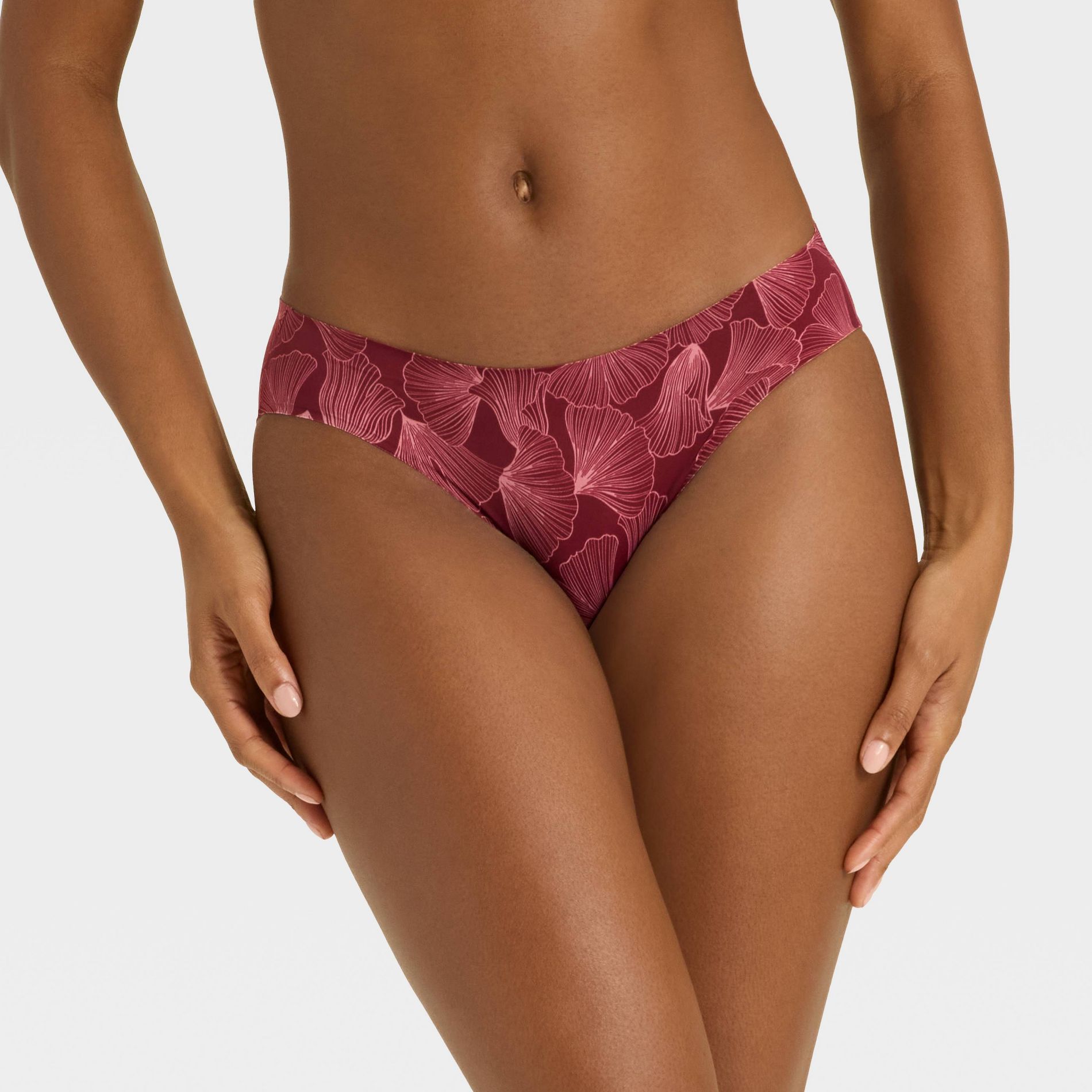 Women's Premium Bonded Micro Bikini Underwear - Auden™ Berry Red Shell Print M