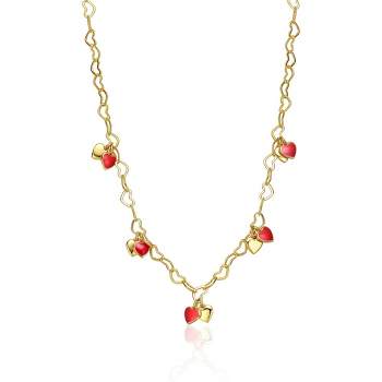 Kid’s 14K Gold Plated Red Heart Enamel Charm Necklace