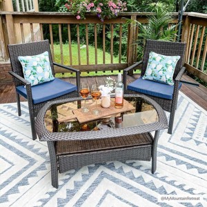 Hauteloom Alida Blue Outdoor Rug - 1 of 4