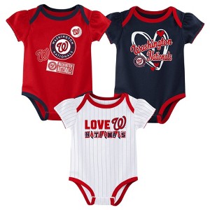 MLB Washington Nationals Infant Girls' 3pk White Bodysuit - 1 of 4