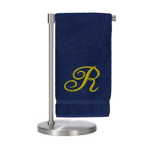 BC BARE COTTON Monogrammed Bath Towel, Personalized Gift, 27 x 54 inches - Set of 2 - Navy - Gold Script - 1 of 1