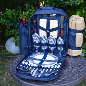 Picnic at Ascot Four Person Picnic Backpack with Soft Sided Cooler &  Blanket - 1 of 4