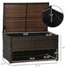 FURNIinspire Utility Storage Cabinet Outdoor Deck Box Shoe Storage PE Rattan Wicker Towel Rack With Liner Cushions, Brown, 39.80"*5.90"*25.00" - 2 of 4