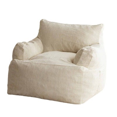 MAXYOYO Giant Bean Bag Chair, Stuffed Bean Bag Couch for Living Room, Beige