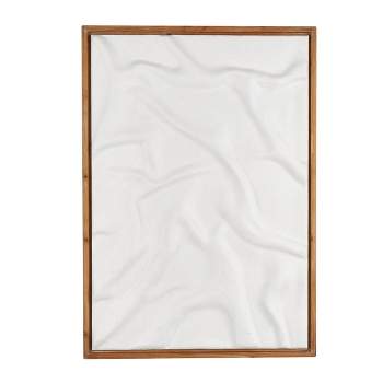 45"x32" Canvas Abstract Dimensional Shaped Wall Decor with Brown Wooden Frame White - Olivia & May