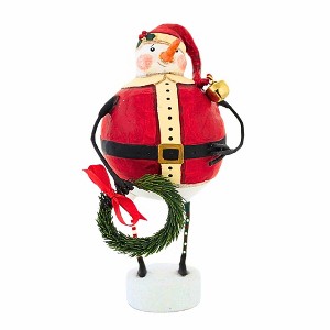Lori Mitchell 6.75 In Jolly Snow Santa Christmas Snowman Wreath Bell Figurines - 1 of 4