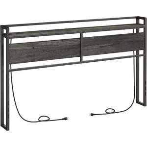 MaseiKar King Size Headboard, Headboard with 2 Outlets and 4 USB Ports, Adjustable Height, Storage Rack, Sturdy and Stable, Easy Assembly, Gray - 1 of 4