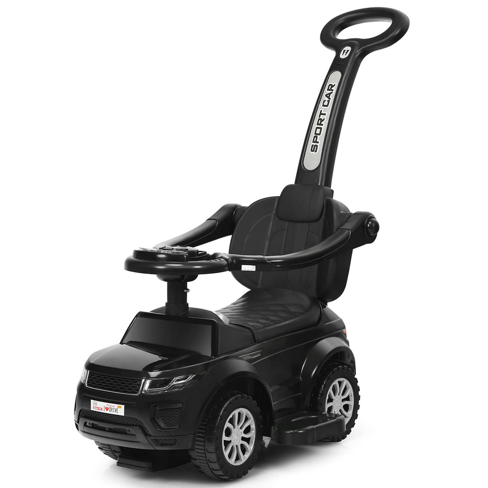 Costway 3 in 1 Ride on Push Car Toddler Stroller Sliding Car w/Music Black