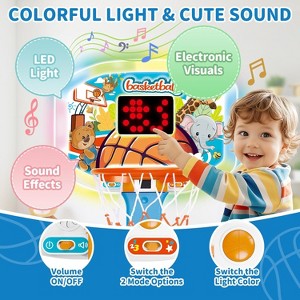 Adjustable Toddler Basketball Hoop with Light Sound and 3 Balls Indoor Sport Toy for Ages 1-3 Gift - 1 of 4