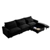 Okak Comfy L-Shaped Convertible Sectional Sofa with Storage Ottoman&3 Pillows, Modern Corduroy Upholstered Couch for Living Room,Apartment, Black - 4 of 4
