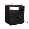 Mid Century Modern Nightstand with USB Ports, Charging Station, Louver Drawer Design and Open Shelf for Bedroom or Living Room-Maison Boucle - 4 of 4