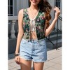 Women's Tie Front Vest Floral Print Embroidered Vintage Sleeveless Crochet Vest - 2 of 4