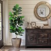 Indoor Outdoor 4FT/5FT/6FT Fiddle Leaf Fig Artificial Tree Faux Floor Plant with Black Planter Pot - 2 of 4