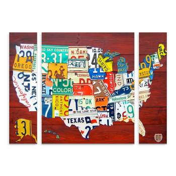 Trademark Fine Art -Design Turnpike 'License Plate Map USA' Multi Panel Art Set Large