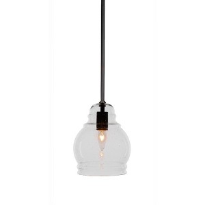 Toltec Lighting Palisade 1 - Light Pendant in  Matte Black with 7.5" Clear Bubble Shade - 1 of 1