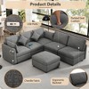 85.4" Modular Sectional Sofa Bed with Ottoman, USB Ports – Convertible L/U-Shaped Chenille Sofa for Living Room - 4 of 4