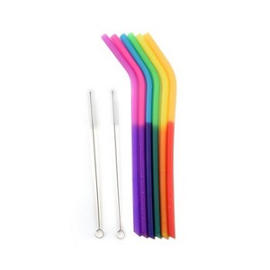 Norpro Silicone Reusable Color Changing Straws with Cleaning Brush, Set of 6 - 1 of 4
