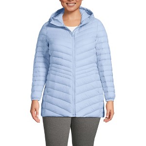 Lands' End Women's Outerwear Wanderweight Ultralight Packable Hooded Long Down Jacket - 1 of 4