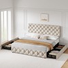 Bed Frame with 4 Storage Drawers, Adjustable Headboard, Linen Upholstered Platform, Wooden Slats Support, No Box Spring Needed - 4 of 4
