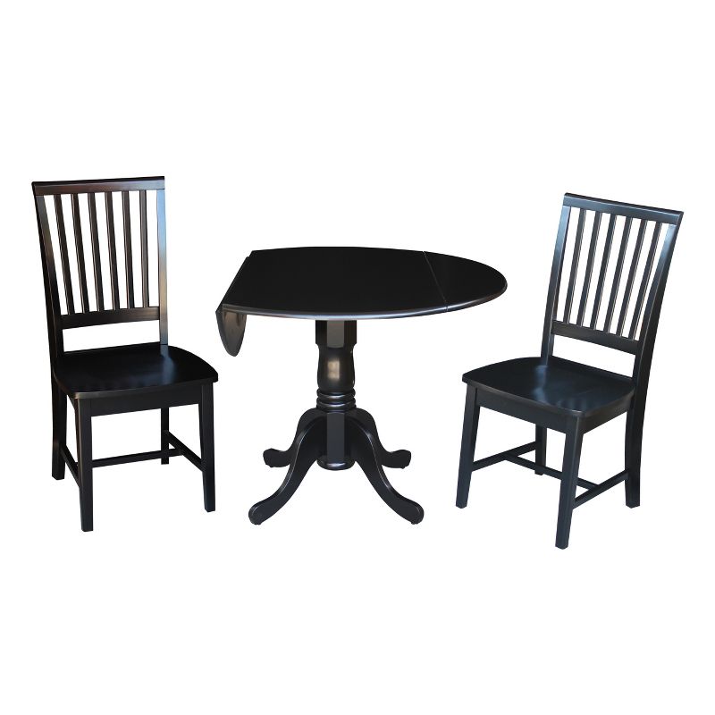 Set of 3 42&#34; Dual  Table with 2 Mission Chairs Dining Sets Black - International Concepts, 1 of 11